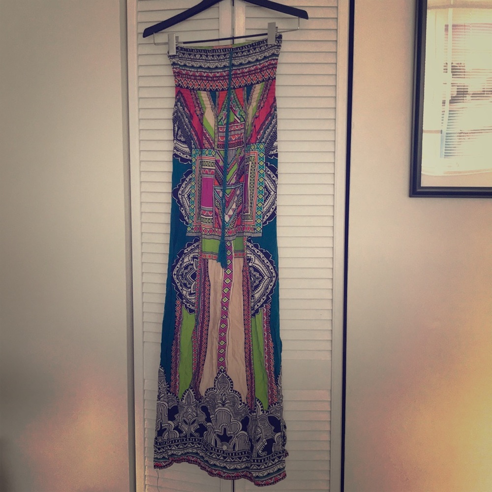 Colorful Strapless Maxi Dress
